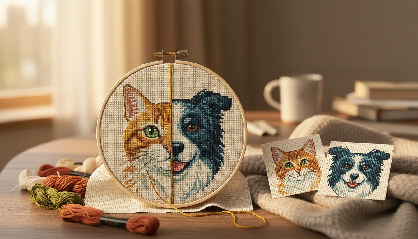 Two Pets in One Cross Stitch: Combining Photos